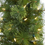 50” Green Pencil Artificial Christmas Tree with 100 Clear (Multifunction) LED Lights and 140 Bendable Branches in White Metal Planter