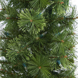 50” Green Pencil Artificial Christmas Tree with 100 Clear (Multifunction) LED Lights and 140 Bendable Branches in White Metal Planter