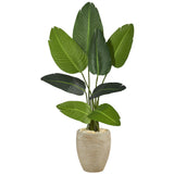 50” Traveler's Palm Artificial Tree in Sand-Colored Planter