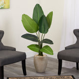 50” Traveler's Palm Artificial Tree in Sand-Colored Planter