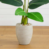 50” Traveler's Palm Artificial Tree in Sand-Colored Planter