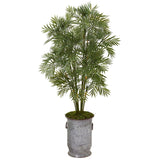 51” Parlor Palm Artificial Tree in Vintage Metal Planter