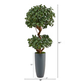51” Sweet Bay Double Ball Topiary Artificial Tree in Gray Planter