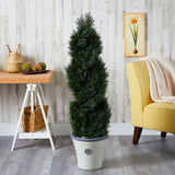 52” Double Pond Cypress Spiral Topiary Artificial Tree in Planter (Indoor/Outdoor)