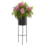 52” Phalaenopsis Orchid and Fern Plant in Black Planter
