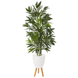 53” Bamboo Palm Artificial Tree in White Planter with Stand