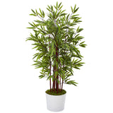 54” Bamboo Artificial Tree in White Tin Planter