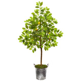 54” Lemon Artificial Tree in Vintage Metal Bucket