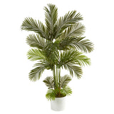5.5' Areca Palm Artificial Tree in White Tin Planter