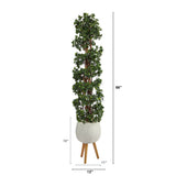 5.5’ English Ivy Topiary Spiral Artificial Tree in White Planter with Stand  (Indoor/Outdoor)