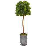 5.5’ Fiddle Leaf Artificial Tree in Copper Trimmed Metal Planter (Real Touch)