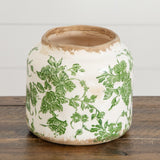 5.5” Floral Tuscan Ceramic Green Scroll Planter