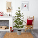 5.5’ Pre-Lit Pine Artificial Christmas Tree in Decorative Planter with 150 Lights