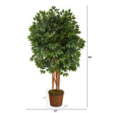 5.5’ Super Deluxe Ficus Artificial Tree in Wicker Planter