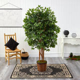 5.5’ Super Deluxe Ficus Artificial Tree in Wicker Planter