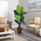 5.5’ Traveler's Palm Artificial Tree in Brown Planter