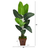 5.5’ Traveler's Palm Artificial Tree in Brown Planter