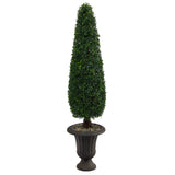 57” Boxwood Topiary Artificial Tree in Charcoal Urn UV Resistant (Indoor/Outdoor)