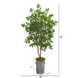 57” Oak Artificial Tree in Vintage Metal Planter