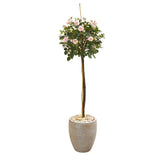 57” Rose Topiary Artificial Tree in Sand Colored Planter