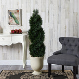 58” Double Pond Cypress Spiral Topiary Artificial Tree in Planter (Indoor/Outdoor)