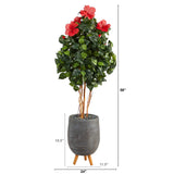 58” Hibiscus Artificial Tree in Gray Planter with Stand