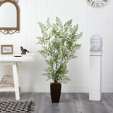 58” Ruffle Fern Artificial Tree in Bronze Metal Planter