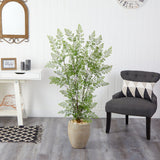 58” Ruffle Fern Artificial Tree in Sand Colored Planter