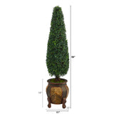 59” Boxwood Topiary Artificial Tree in Decorative Planter (Indoor/Outdoor)