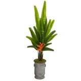 59” Traveler's Palm Artificial Tree in Vintage Metal Planter