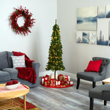 6' Alpine Artificial Christmas Tree with 200 Lights and 580 Bendable Branches