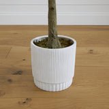 6’ Artificial Fiddle Leaf Fig Tree with White Decorative Planter