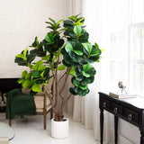6’ Artificial Grand Fiddle Leaf Tree in White Decorative Planter