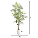 6’ Artificial Jacaranda Tree in White Decorative Planter