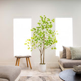 6’ Artificial Maple Tree with White Planter