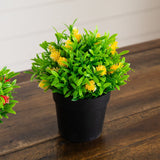 6" Artificial Mini Flowering Plant in Black Pot -Set of 3