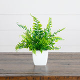 6” Artificial Mixed Botanical Plant in White Square Pot - Set of 4