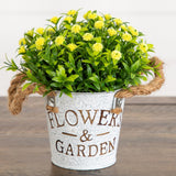 6" Artificial Mixed Button Pom Plant in Rustic Flowers & Garden Planter -Set of 3