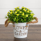 6" Artificial Mixed Button Pom Plant in Rustic Flowers & Garden Planter -Set of 3