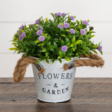 6" Artificial Mixed Button Pom Plant in Rustic Flowers & Garden Planter -Set of 3