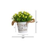 6" Artificial Mixed Button Pom Plant in Rustic Flowers & Garden Planter -Set of 3