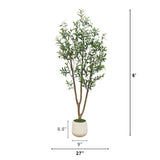 6’ Artificial Olive Tree in White Decorative Planter
