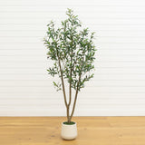 6’ Artificial Olive Tree in White Decorative Planter
