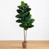 6’ Artificial Rubber Tree in Decorative Planter with Real Touch Leaves