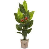 6’ Bird of Paradise Artificial Plant in Farmhouse Planter (Real Touch)