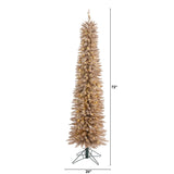 6’ Champagne Pencil Artificial Christmas Tree with 300 (multifunction) Clear LED Lights and 518 Bendable Branches