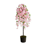 6' Cherry Blossom Artificial Tree in Black Tin Planter