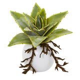6” Dusty Succulent Artificial Plant in White Vase (Set of 3)