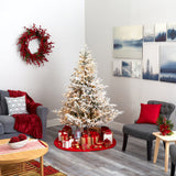 6’ Flocked Fraser Fir Artificial Christmas Tree with 500 Warm White Lights and 236 Bendable Branches