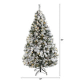 6' Flocked White River Mountain Pine Artificial Christmas Tree with Pinecones and 250 Clear LED Lights